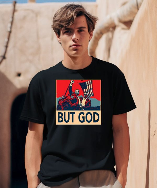 David J Harris Jr Wearing Donald Trump But God Shirt