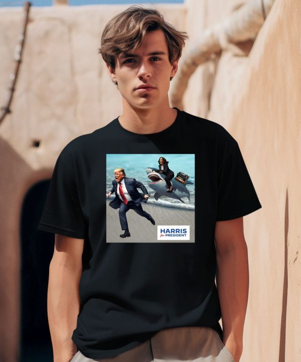 Donald Trump And Kalama Harris Riding A Shark Harris For President Shirt2