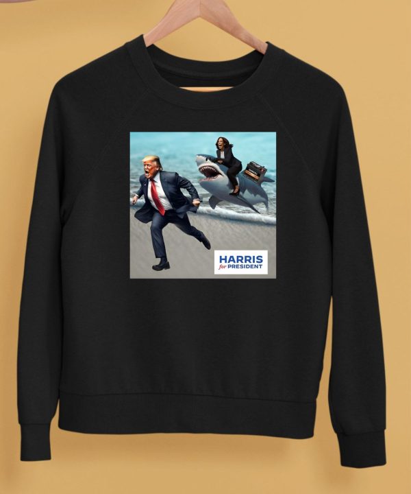 Donald Trump And Kalama Harris Riding A Shark Harris For President Shirt5