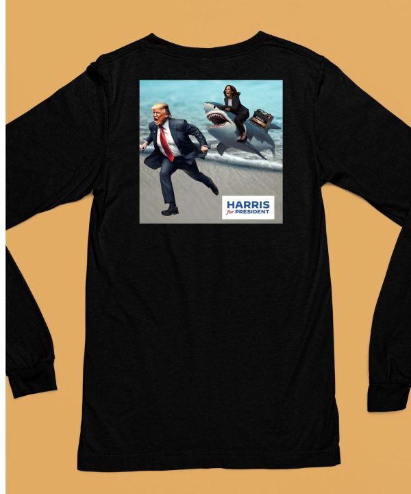 Donald Trump And Kalama Harris Riding A Shark Harris For President Shirt6