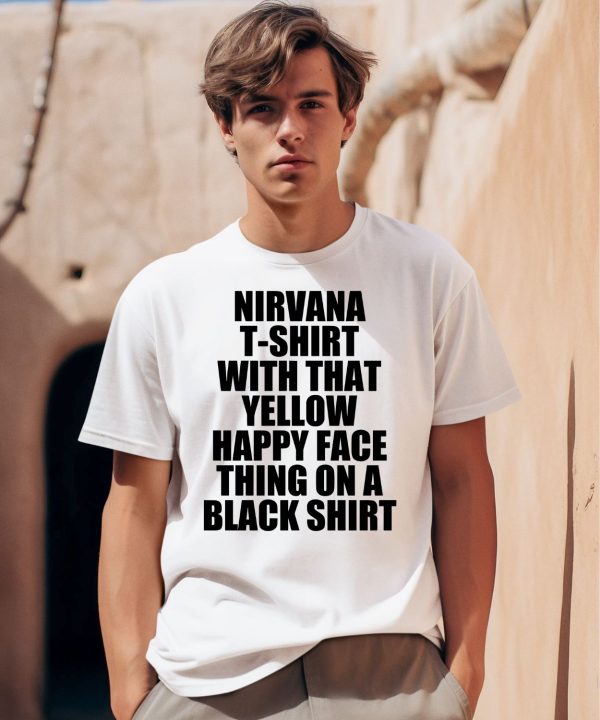 Nirvana T Shirt With That Yellow Happy Face Thing On A Black Shirt