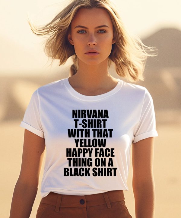 Nirvana T Shirt With That Yellow Happy Face Thing On A Black Shirt3