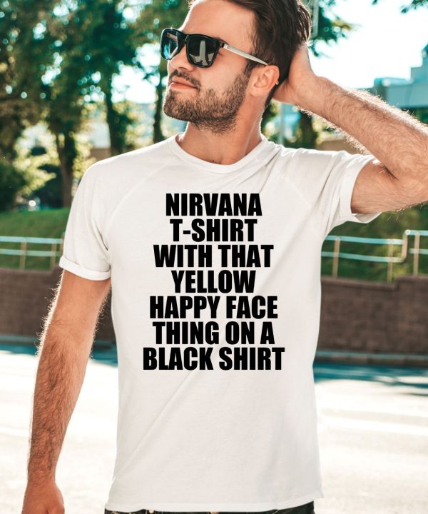 Nirvana T Shirt With That Yellow Happy Face Thing On A Black Shirt5